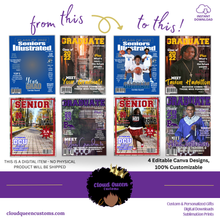 Load image into Gallery viewer, Editable Graduation Magazine Cover Digital Template